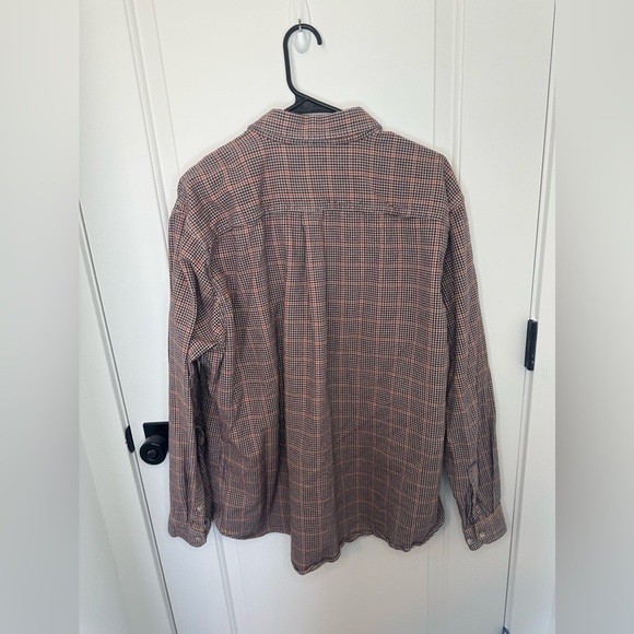 Eddie Bauer Men’s XL Classic Fit Button Down Orange Cotton Long Sleeve, Gingham - Picture 8 of 8